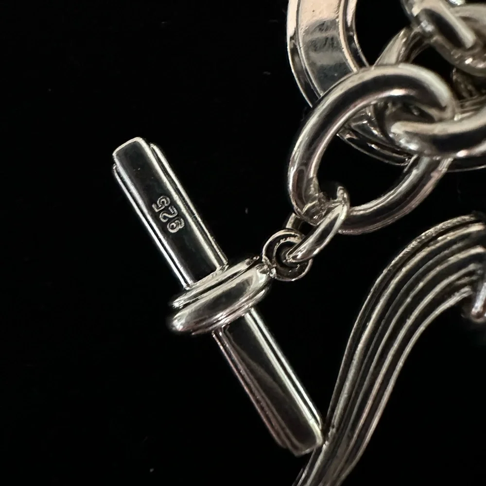 NWP Lagos Sterling Silver Fluted Open Heart On Charm Bracelet  MSRP$450 Pristine